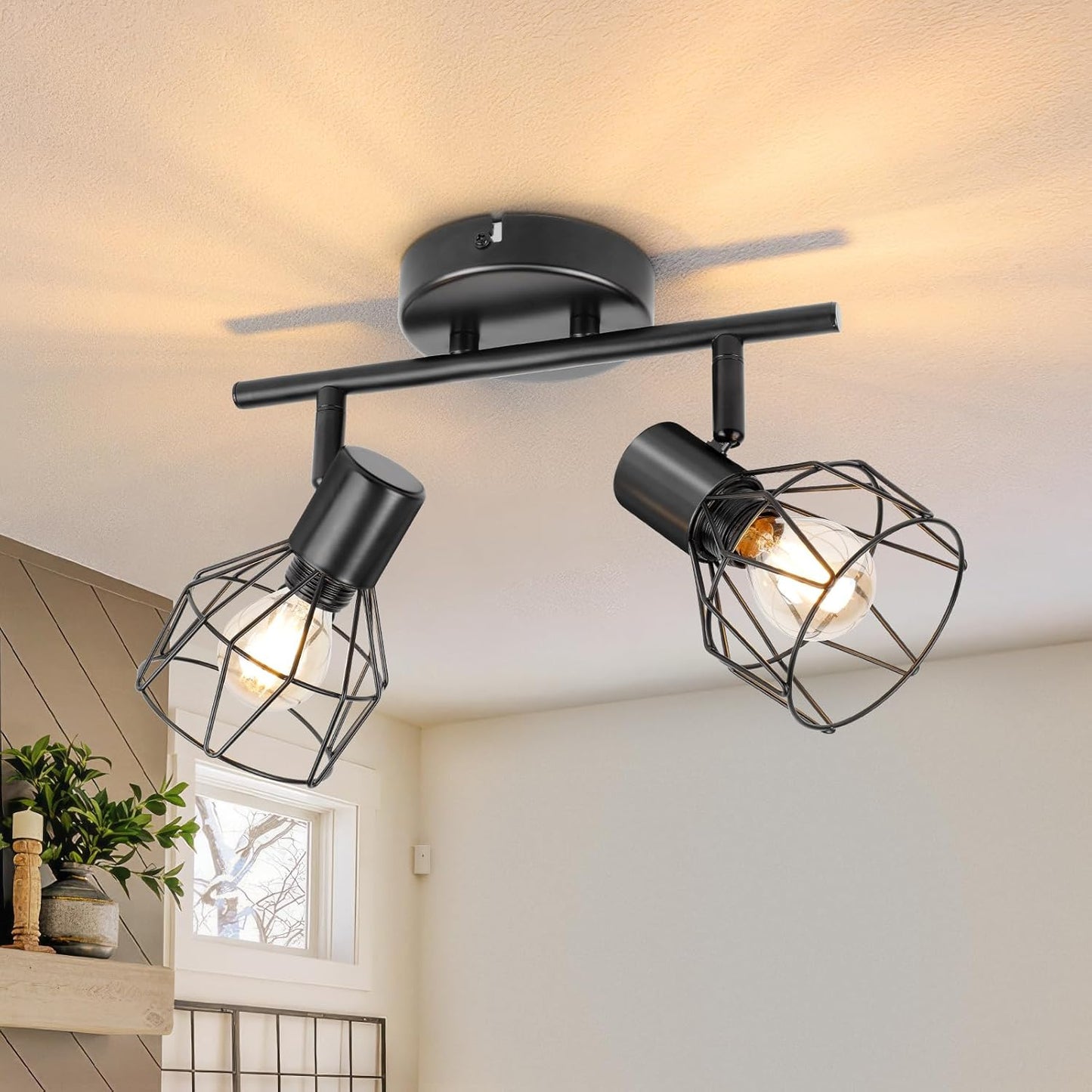 Dehobo 2-way Ceiling Spotlight Adjustable E14 Black Industrial Light