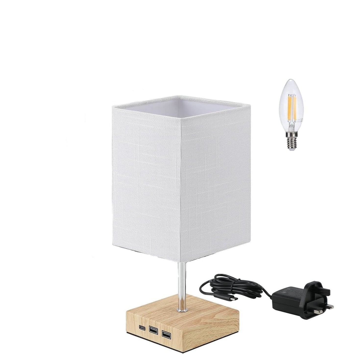 Lightsjoy Touch Table Lamp with Usb-c Dimmable Bedside Light White