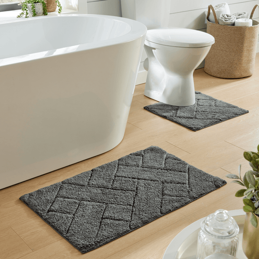 Bali Bath Mat and Pedestal Set Luxurious Super Absorbent Extra-soft Cotton Mats for Bathroom Comfort and Style in Multiple Colours by OLIVIA ROCCO