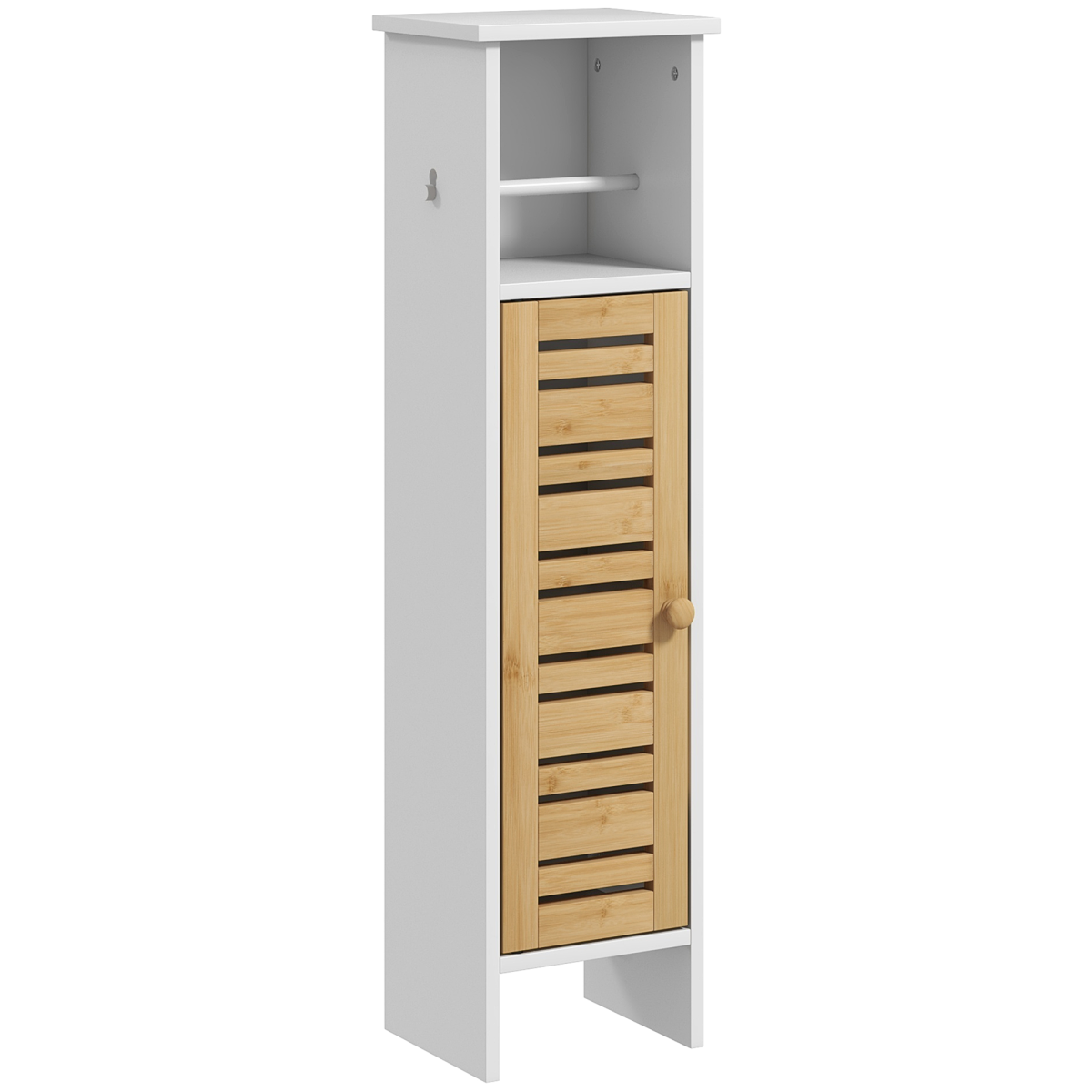 HOMCOM Bathroom Cabinet, Slim Unit with Adjustable Shelf, White