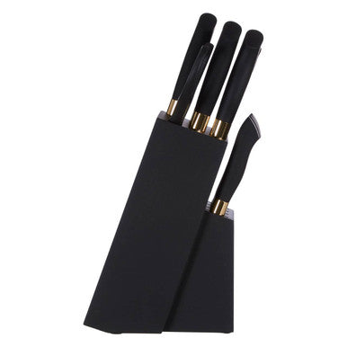 Corsico 11 Piece Black and Gold Knife Set with Block
