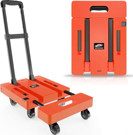 Folding Hand Truck 500lb, 6-wheel Luggage Cart for Office and Travel SOLEJAZZ