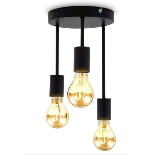 Lightsjoy 3-way Black Ceiling Spotlight Rustic E27 Pendant Light for Indoor