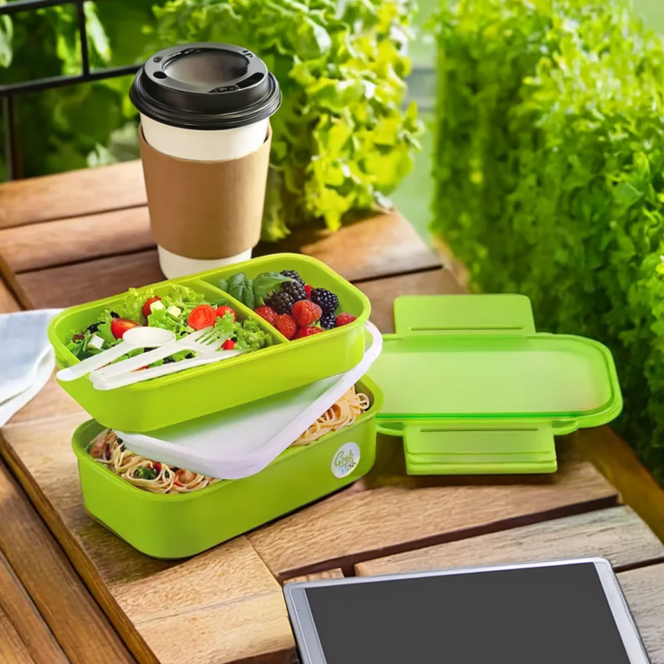 Grub Tub Green Lunch Box With Cutlery