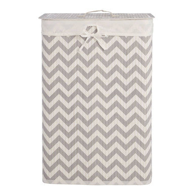 Kankyo White and Grey Chevron Laundry Hamper