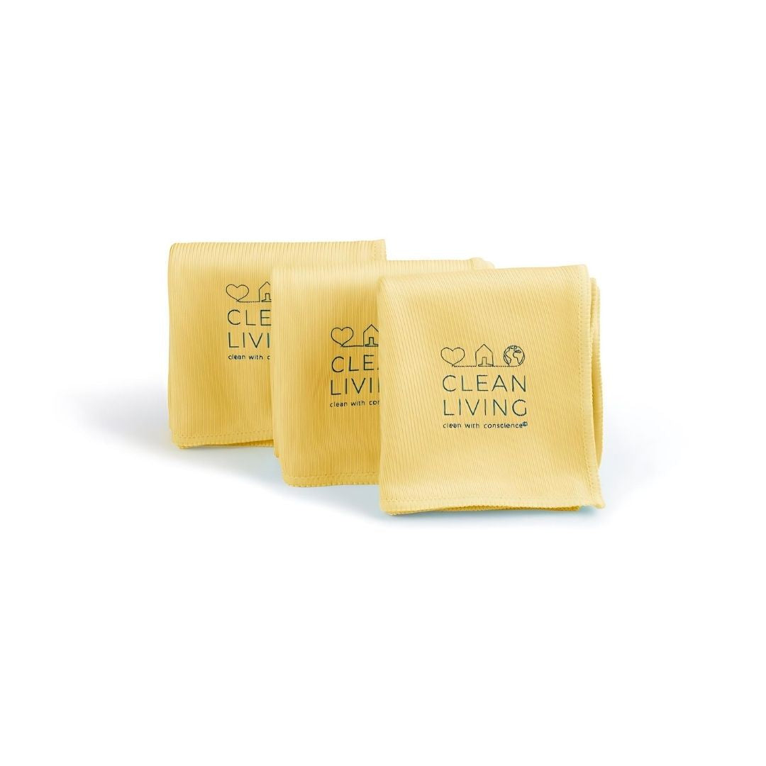 Yellow Glass Microfibre Cloths (home) - 3 Pack
