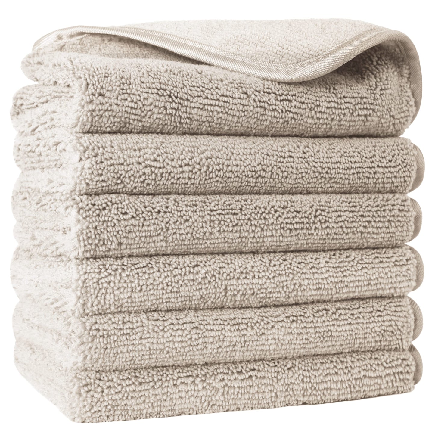 POLYTE Premium Lint Free Microfibre Washcloth Face Towel, 33 X Cm, 6 Piece Set (beige)