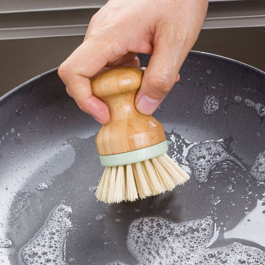 Multifunctional Tool Kitchen Cleaning Brush Wooden Handle Dish Scrubber Pot Pan Dishwasher, Solid wood Brush