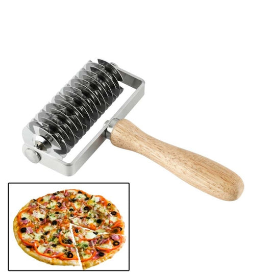 Baking Tool Stainless Steel Wooden Handle Pizza Roller Cutter Dessert Hob Pizza Net Knife, Pizza Cutter 1
