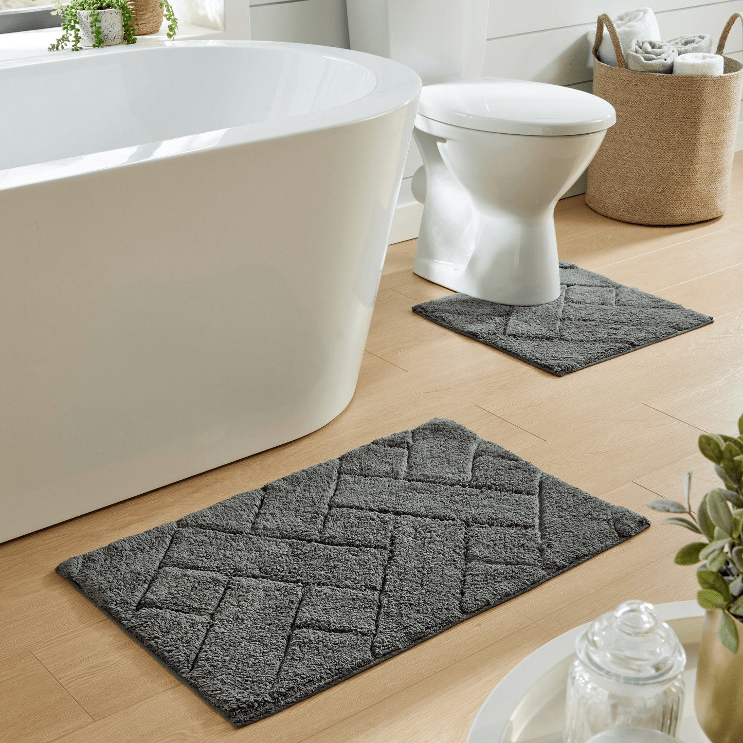 Bali Bath Mat and Pedestal Set Luxurious Super Absorbent Extra-soft Cotton Mats for Bathroom Comfort and Style in Multiple Colours by OLIVIA ROCCO