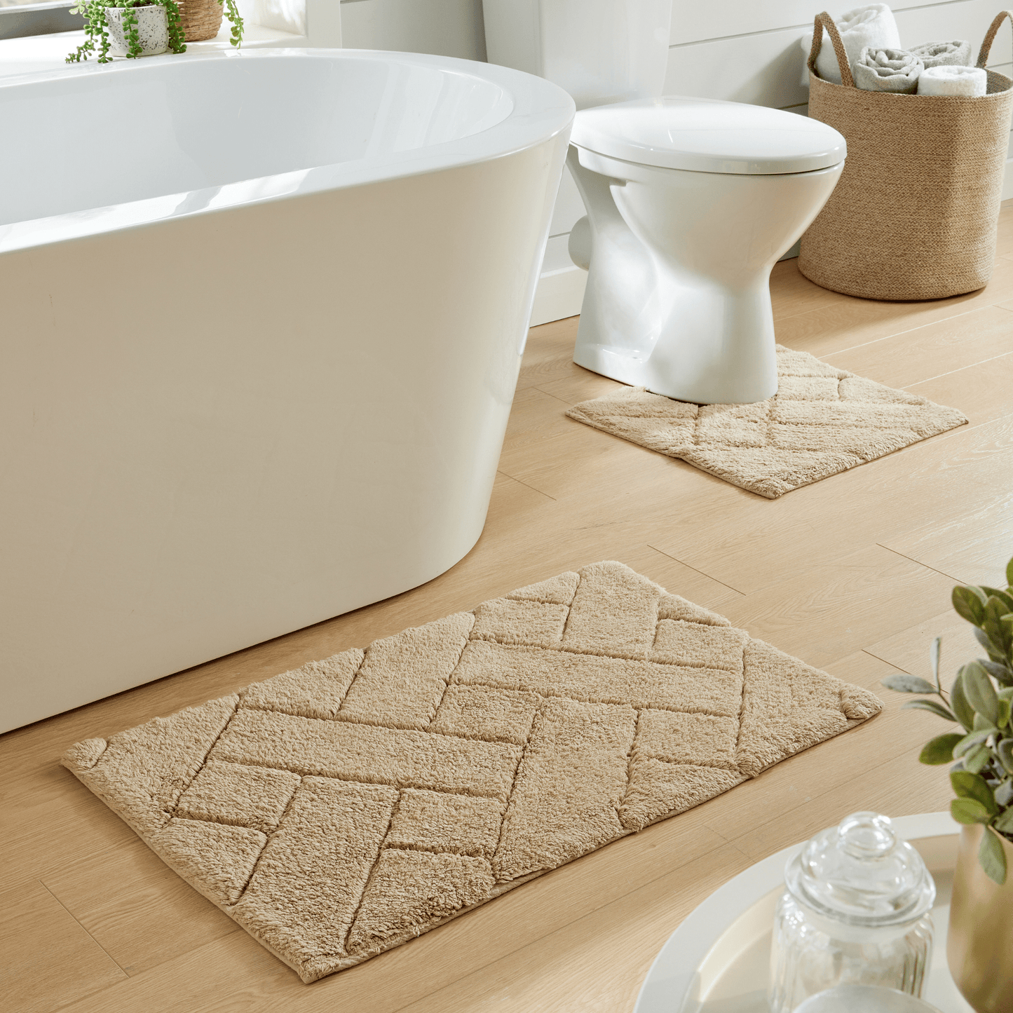 Bali Bath Mat and Pedestal Set Luxurious Super Absorbent Extra-soft Cotton Mats for Bathroom Comfort and Style in Multiple Colours by OLIVIA ROCCO