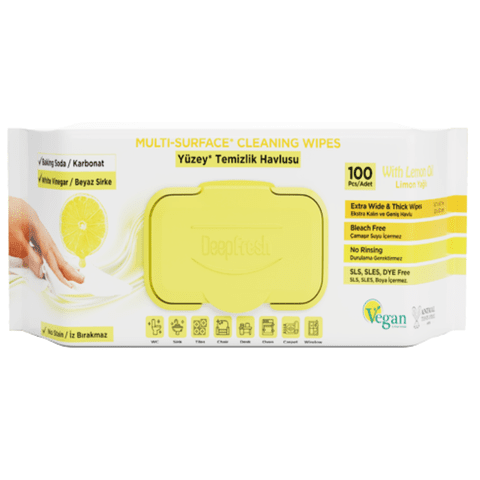 Deep Fresh Multi Surface Cleaning Wet Wipes Lemon 12 Packs X 100 Piece