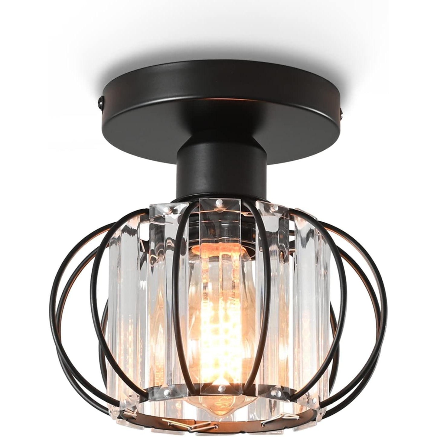 Crystal Ceiling Light Minimalist Vintage Retro E27 Chandelier 15x17cm