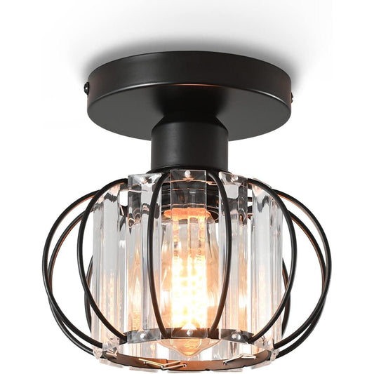 Crystal Ceiling Light Minimalist Vintage Retro E27 Chandelier 15x17cm