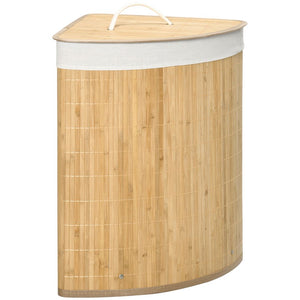 55L Bamboo Corner Laundry Hamper Bamboo Basket 38x38x57cm HOMCOM
