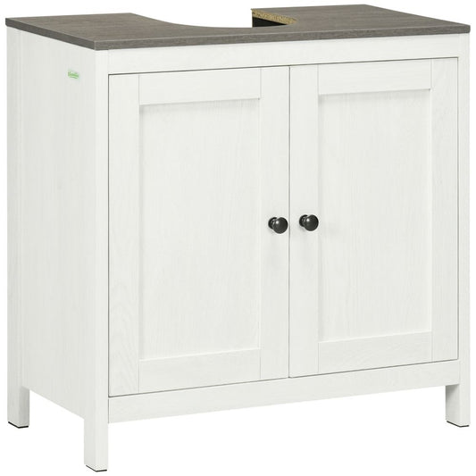 Freestanding Bathroom Under Sink Cabinet W Doors Adjustable Shelf, White